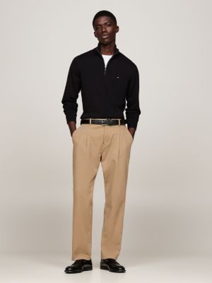 black half-zip mock jumper with cashmere for men tommy hilfiger