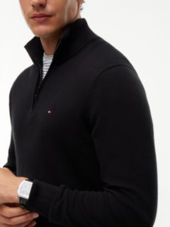 Mock Neck Quarter-Zip Jumper With Cashmere — Black 3