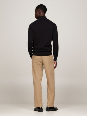 black half-zip mock jumper with cashmere for men tommy hilfiger