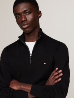 Mock Neck Quarter-Zip Jumper With Cashmere — Black 4