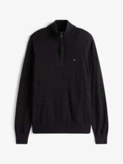 Mock Neck Quarter-Zip Jumper With Cashmere — Black 7