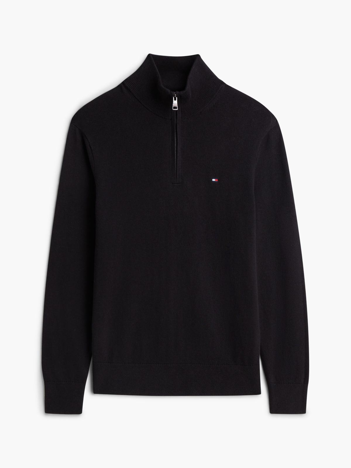 Mock Neck Quarter-Zip Jumper With Cashmere — Black