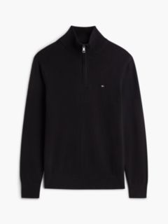 Mock Neck Quarter-Zip Jumper With Cashmere — Black 8