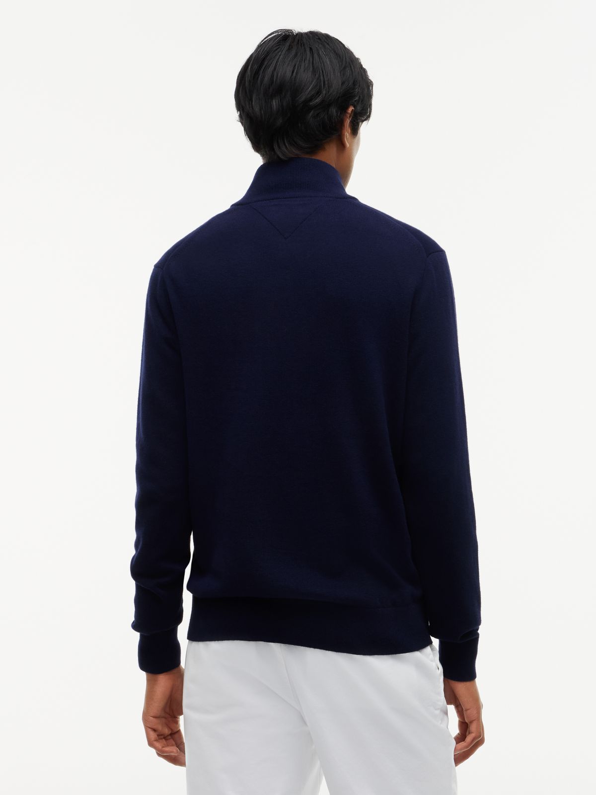 Mock Neck Quarter-Zip Jumper With Cashmere — Blue