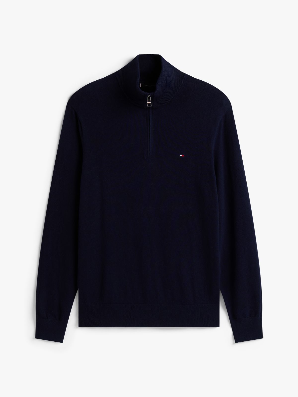 Mock Neck Quarter-Zip Jumper With Cashmere — Blue