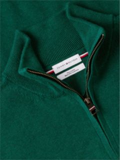 Mock Neck Quarter-Zip Jumper With Cashmere — Green 6