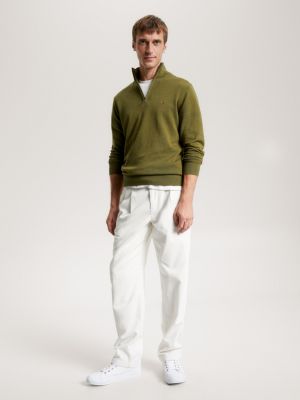 Quarter-Zip Signature Tape Jumper | Green | Tommy Hilfiger