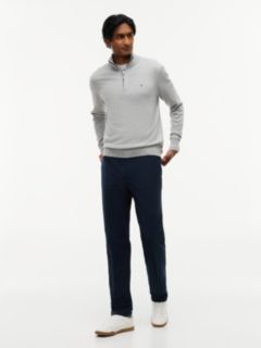 Mock Neck Quarter-Zip Jumper With Cashmere — Grey 2
