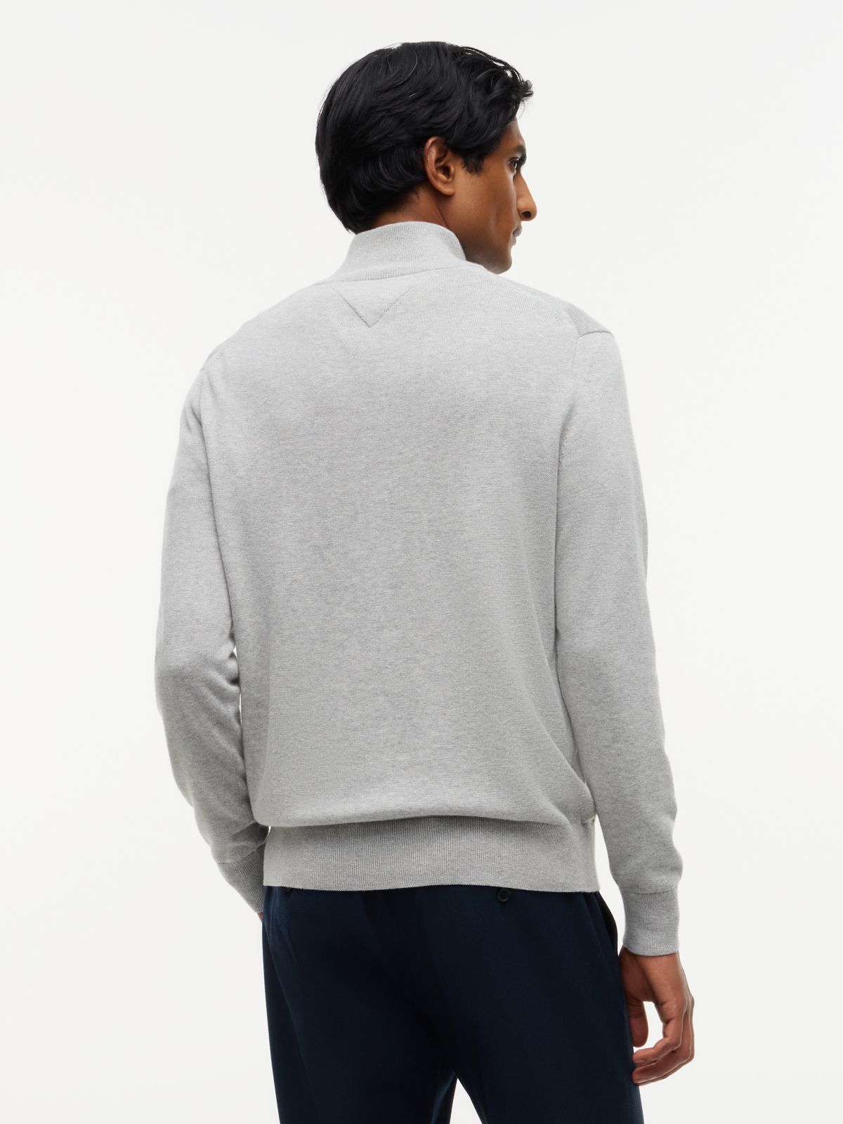 Mock Neck Quarter-Zip Jumper With Cashmere — Grey