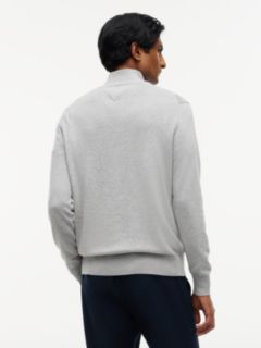 Mock Neck Quarter-Zip Jumper With Cashmere — Grey 4
