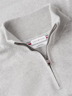 Mock Neck Quarter-Zip Jumper With Cashmere — Grey 6