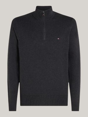 pullover a lupetto con mezza zip e cashmere nero da uomini tommy hilfiger