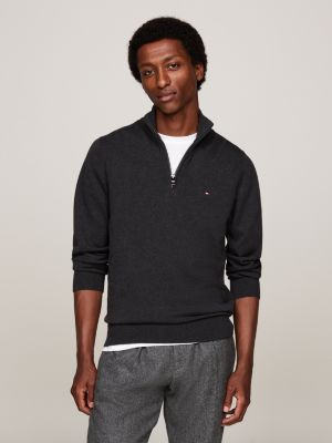 Half Zip Mock Jumper with Cashmere Black Tommy Hilfiger