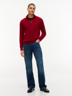 Mock Neck Quarter-Zip Jumper With Cashmere — Red 2