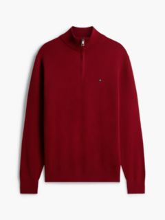 Mock Neck Quarter-Zip Jumper With Cashmere — Red 5