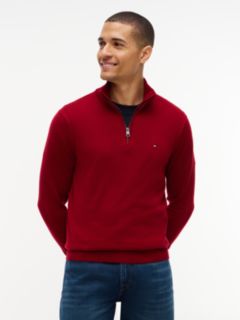 Mock Neck Quarter-Zip Jumper With Cashmere — Red 1