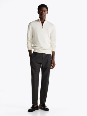 white half-zip mock jumper with cashmere for men tommy hilfiger