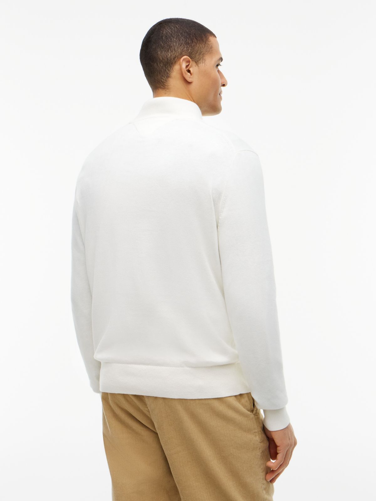 Mock Neck Quarter-Zip Jumper With Cashmere — Yellow