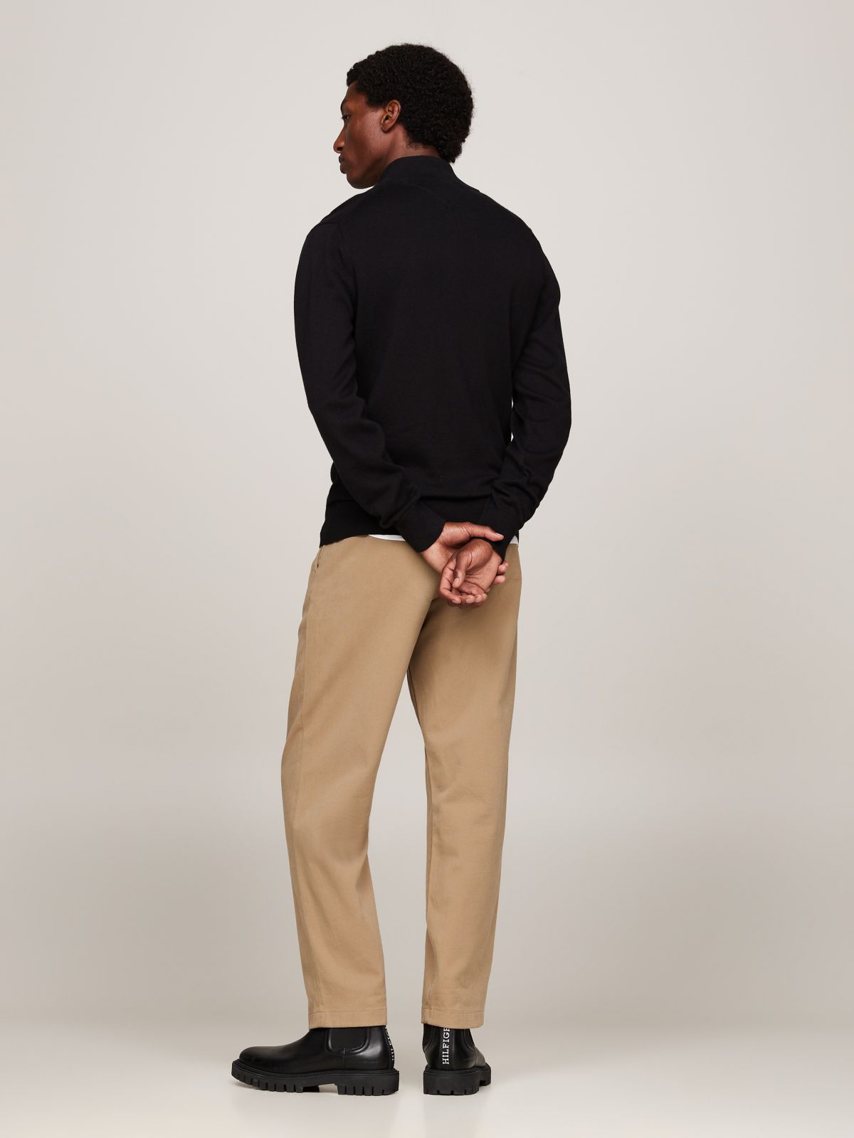 Zip-Thru Jumper With Cashmere — Black