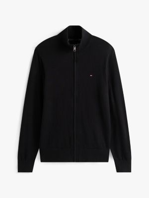 schwarz hochgeschlossene pulloverjacke mit kaschmir für herren - tommy hilfiger