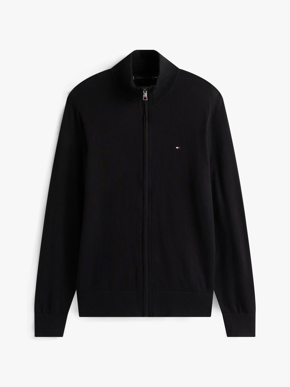 Zip-Thru Jumper With Cashmere — Black