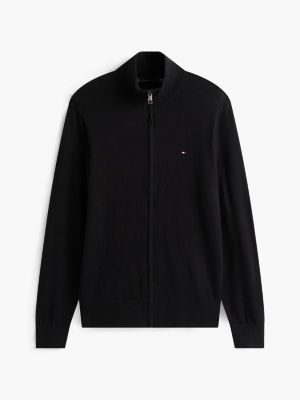 black zip-thru jumper with cashmere for men tommy hilfiger