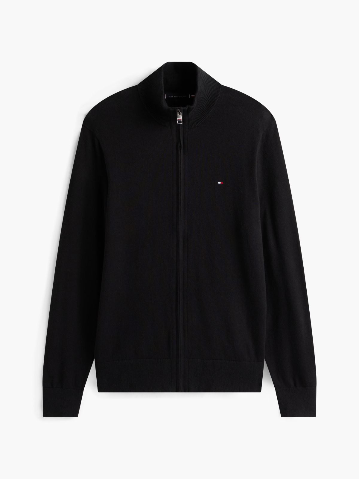 Zip-Thru Jumper With Cashmere — Black
