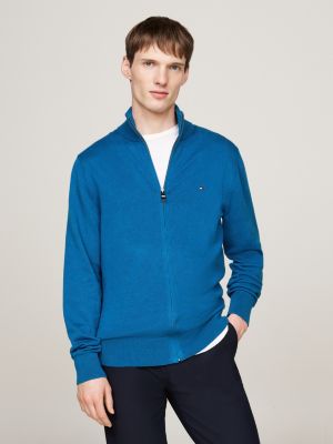 blue hochgeschlossene pulloverjacke mit kaschmir für herren - tommy hilfiger