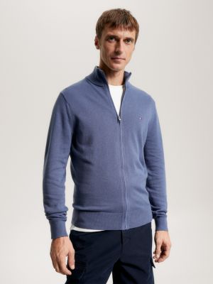 Cardigan mit Reißverschluss und Tommy-Tape | Blau | Tommy Hilfiger