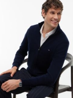 Zip-Thru Jumper With Cashmere — Blue 3
