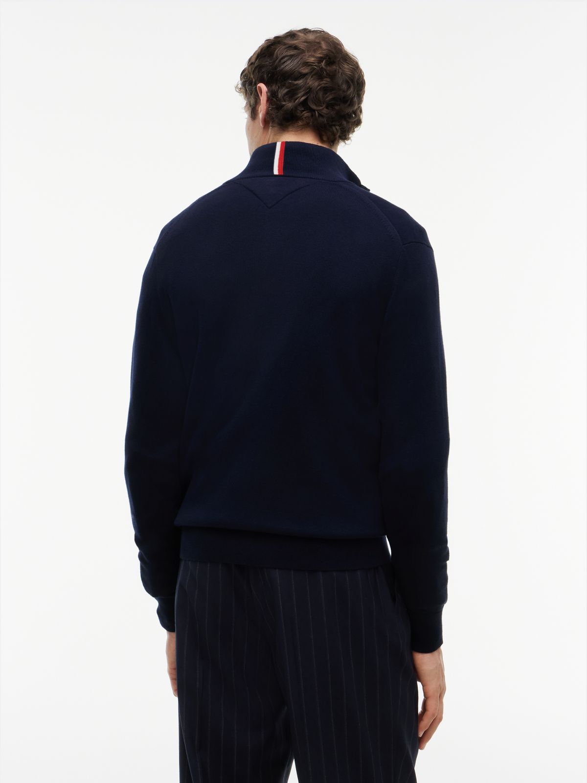 Zip-Thru Jumper With Cashmere — Blue