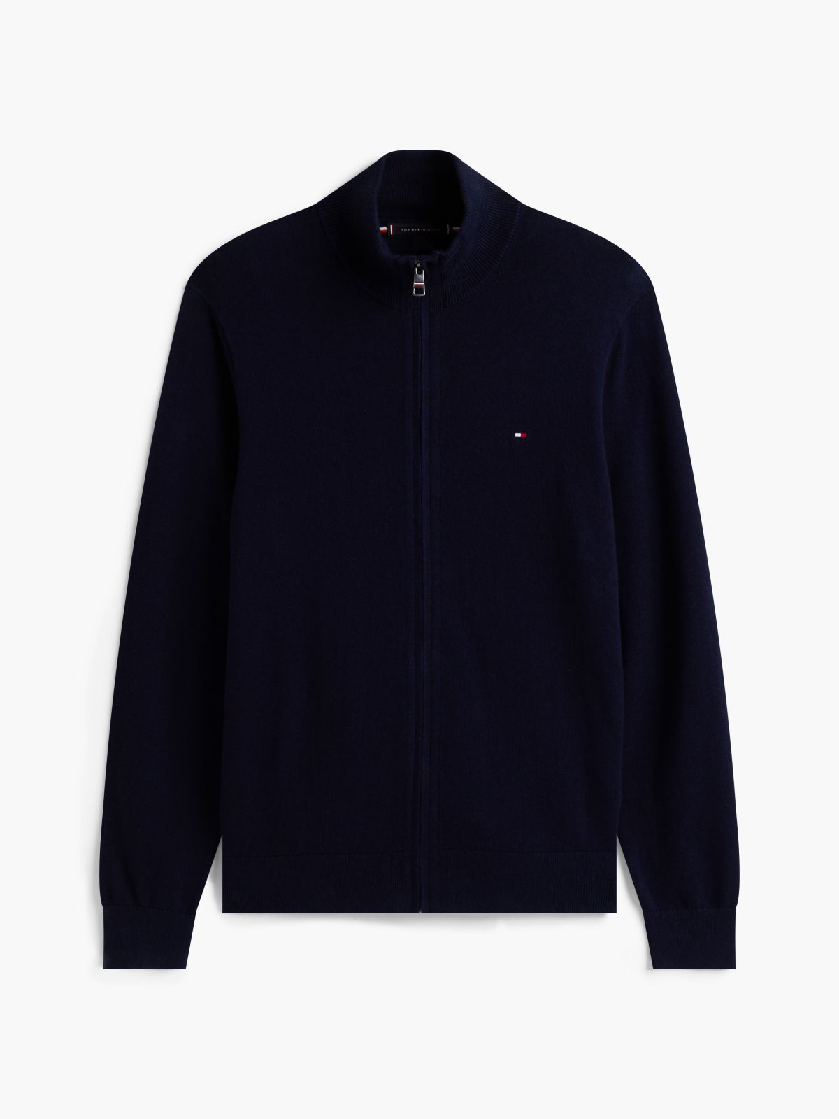 Zip-Thru Jumper With Cashmere — Blue