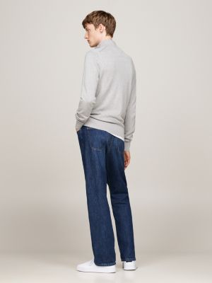 grau reißverschluss-pullover mit kaschmir für herren - tommy hilfiger
