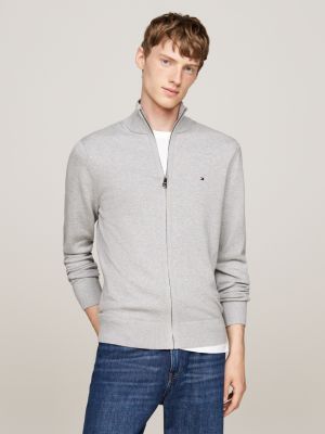 jersey con cremallera y cachemira grey de hombres tommy hilfiger