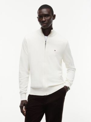 yellow zip-thru jumper with cashmere for men tommy hilfiger