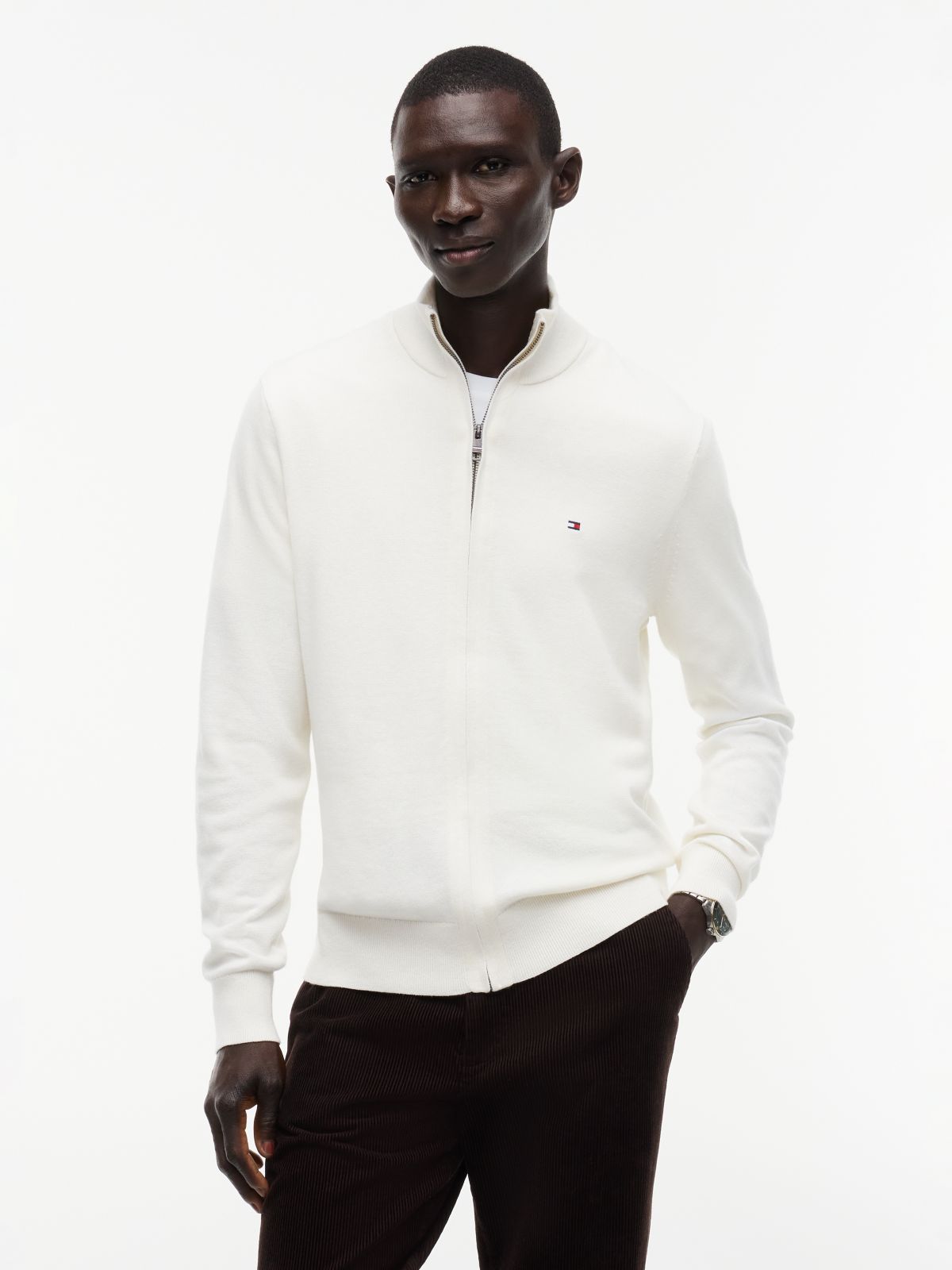 Zip-Thru Jumper With Cashmere — Yellow