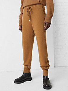 brown th monogram recycled wool joggers for men tommy hilfiger