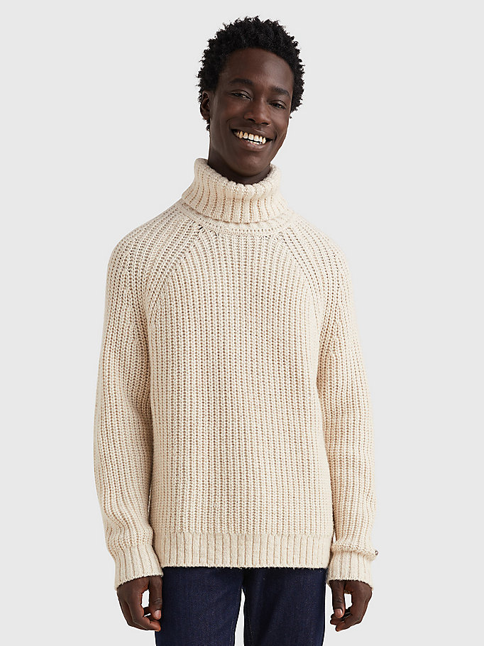 brown chunky rib-knit oversized jumper for men tommy hilfiger