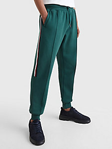 green signature tape cuffed leg joggers for men tommy hilfiger
