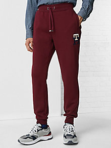 purple th monogram embroidery joggers for men tommy hilfiger