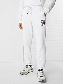 white th monogram embroidery joggers for men tommy hilfiger