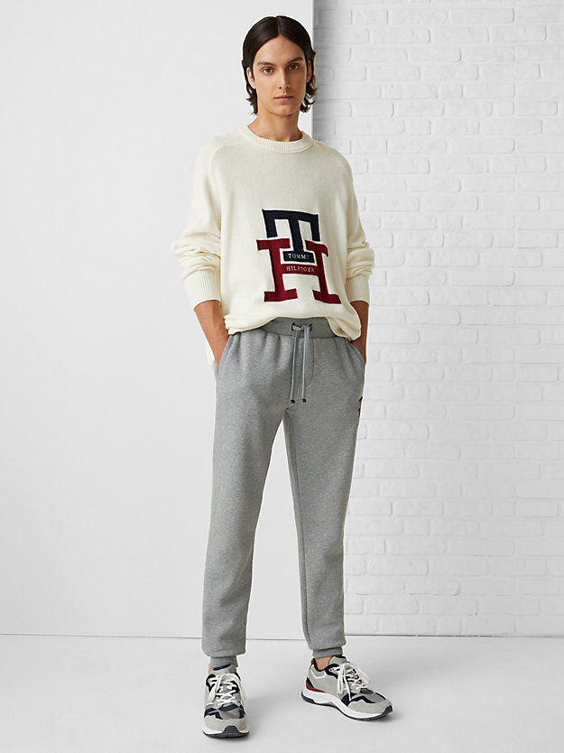 HEATHERED SPECKLED DARK GREY TH Monogram Embroidery Joggers for men TOMMY HILFIGER