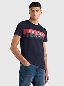 blue colour-blocked slim fit t-shirt for men tommy hilfiger