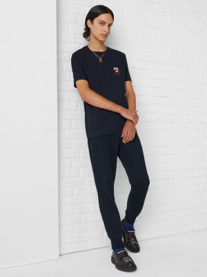 blue th monogram embroidered t-shirt for men tommy hilfiger