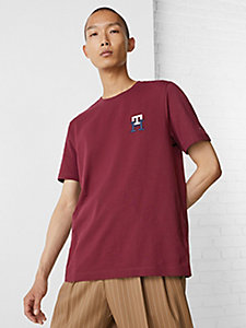 purple th monogram embroidered t-shirt for men tommy hilfiger