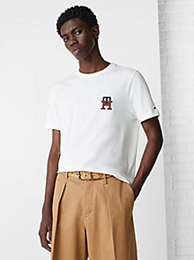 белый футболка th monogram с фирменной вышивкой для мужчины - tommy hilfiger
