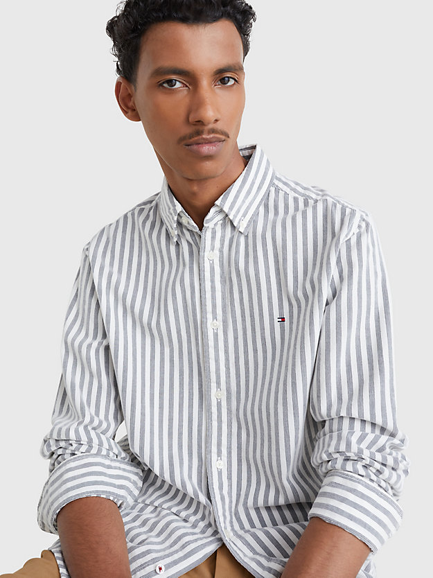 DARK NAVY / WHITE Ithaca Stripe Corduroy Regular Fit Shirt for men TOMMY HILFIGER