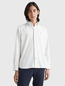 white melange regular fit shirt for men tommy hilfiger