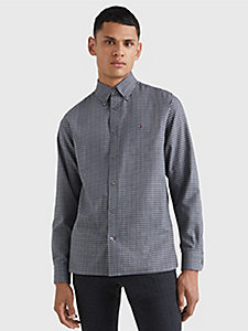 blue regular fit tattersall check flannel shirt for men tommy hilfiger