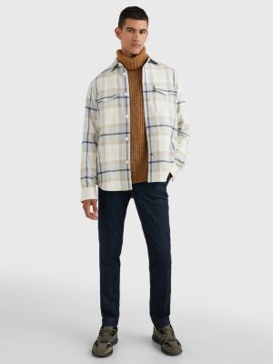 Brushed Check Relaxed Fit Overshirt | BLUE | Tommy Hilfiger